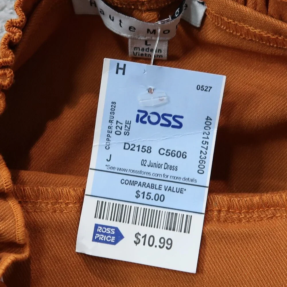 Haute Monde Dress Womens Spaghetti Strap Empire Waist Form Fitting NWT Orange L - Picture 11 of 15